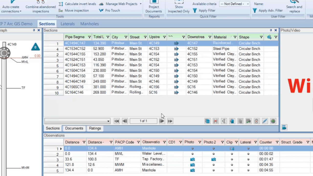 WinCan Multiselect Filter Tool