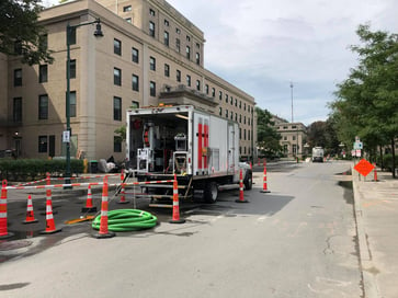 CCTV Truck at Manhole on Street