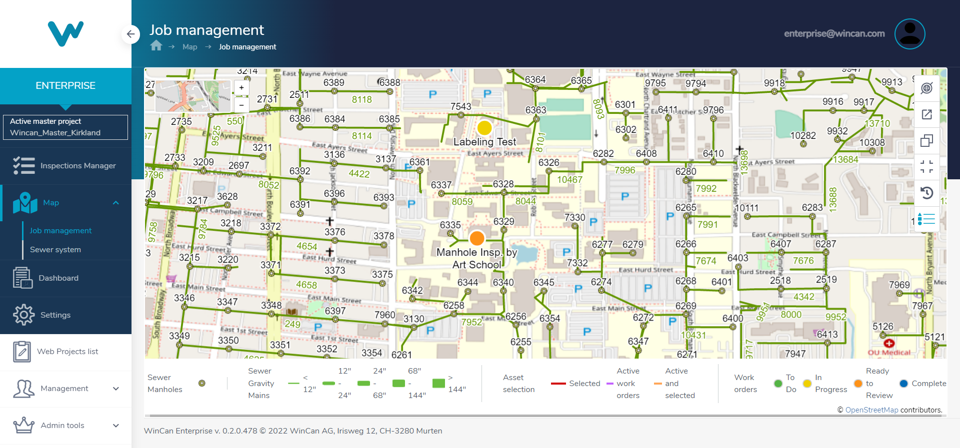 WinCan Web Enterprise Job Mapping